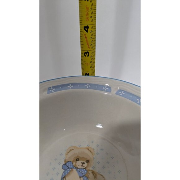 Tienshan Stoneware Teddy Bear Blue Floral Rim Childs Bowl - Picture 10 of 11